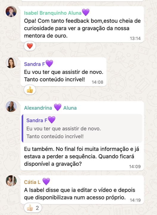 Grupo do BABIA: tanto conteúdo incrível, vou ter que assistir de novo