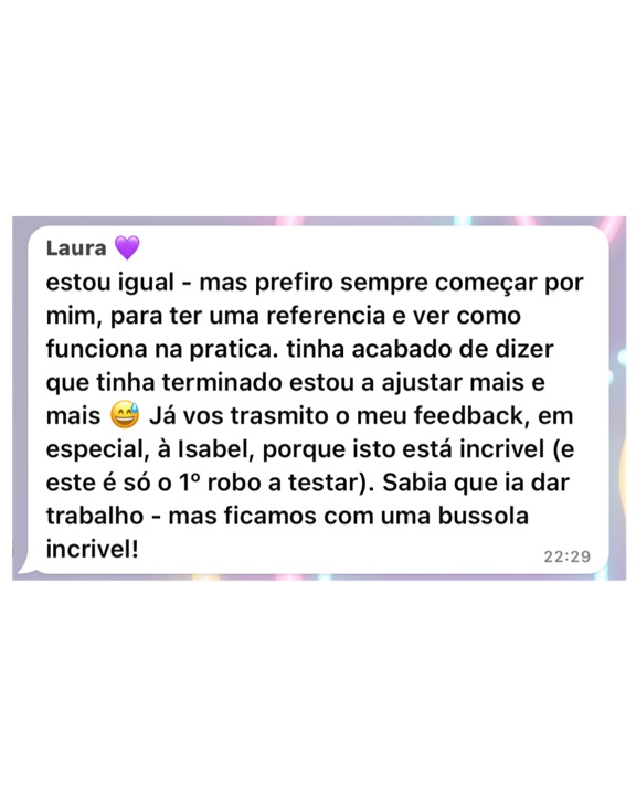Laura: isto está incrível, ficamos com uma bússola incrível
